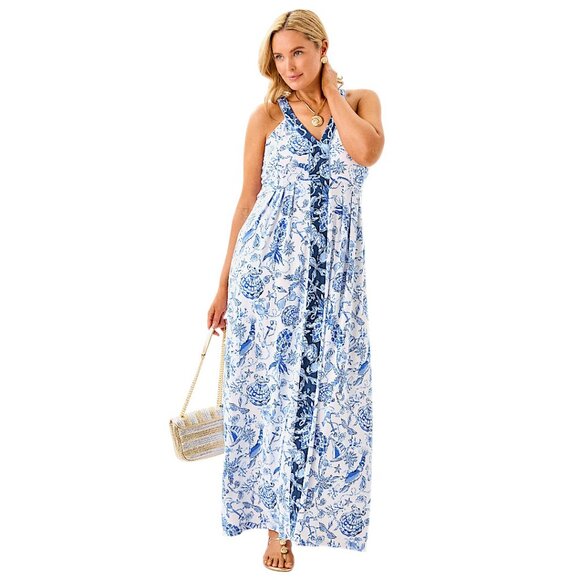 Lilly Pulitzer Carmilla Maxi Dress in "Barefoot Beachcombers" NWT - Size 2 - Picture 2 of 13